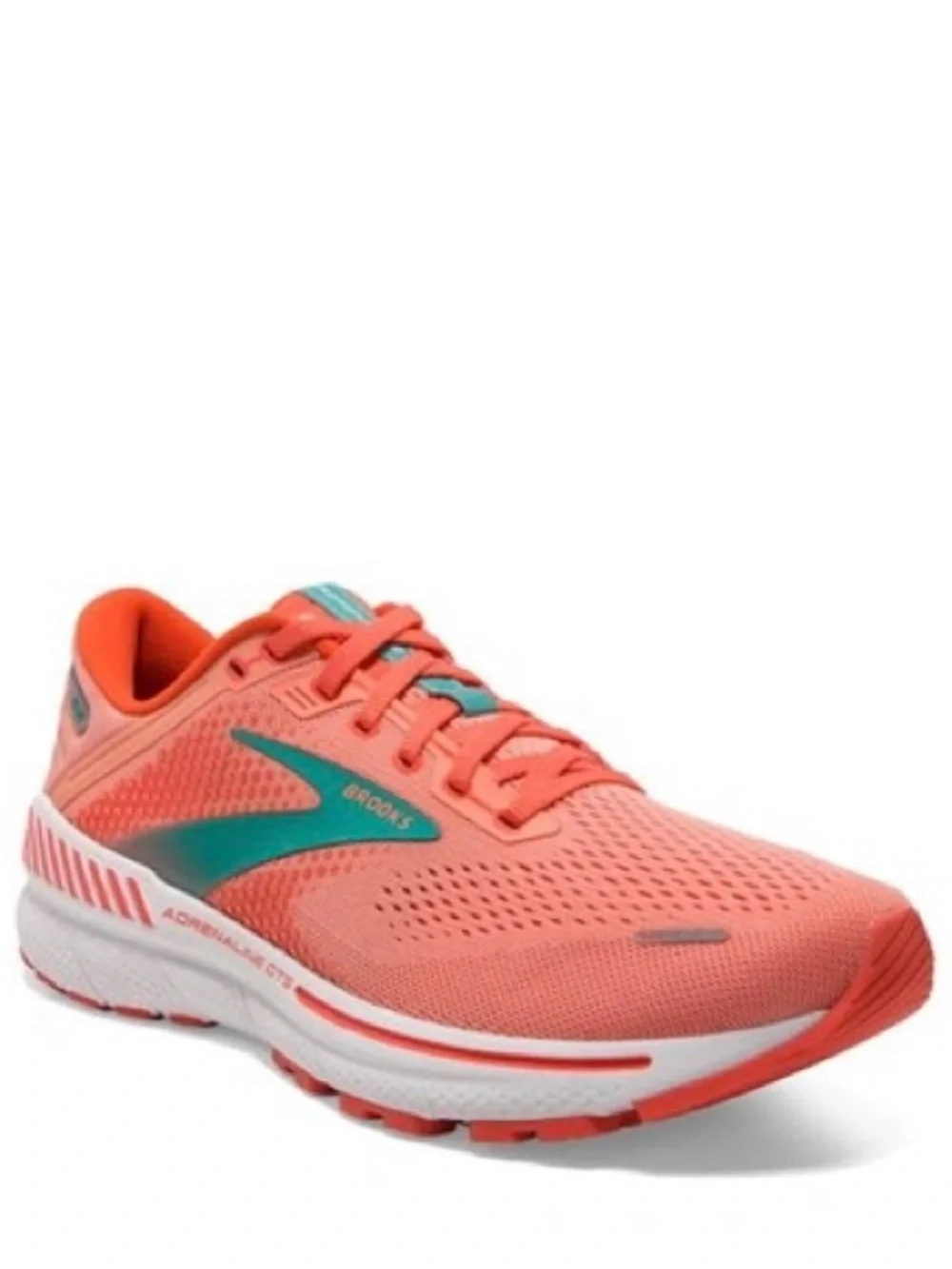 Brooks Womens Adrenaline GTS 22 Coral  LatigoBay Blue / White (Size: 9 Medium-B)